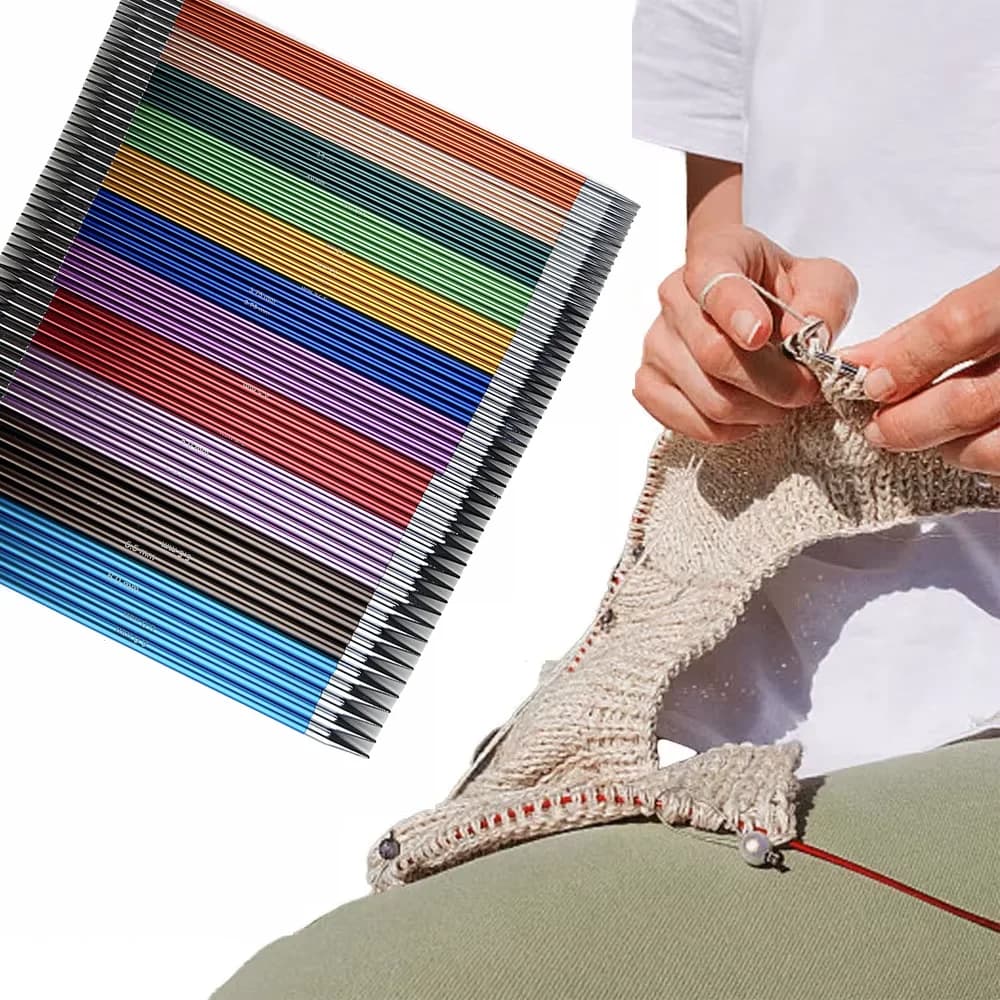 Set di Ferri da Maglia a Doppia Punta 5CS 20CM in Alluminio 2.5-6.0MM, 2 Colori, Punte Dritte per Maglioni, Cucito e Progetti Fai-da-Te