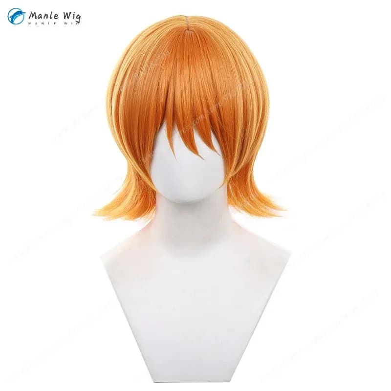 30cm Short Orange Wigs Nami Anime Cosplay Heat Resistant Synthetic Hair Halloween + Wig Cap