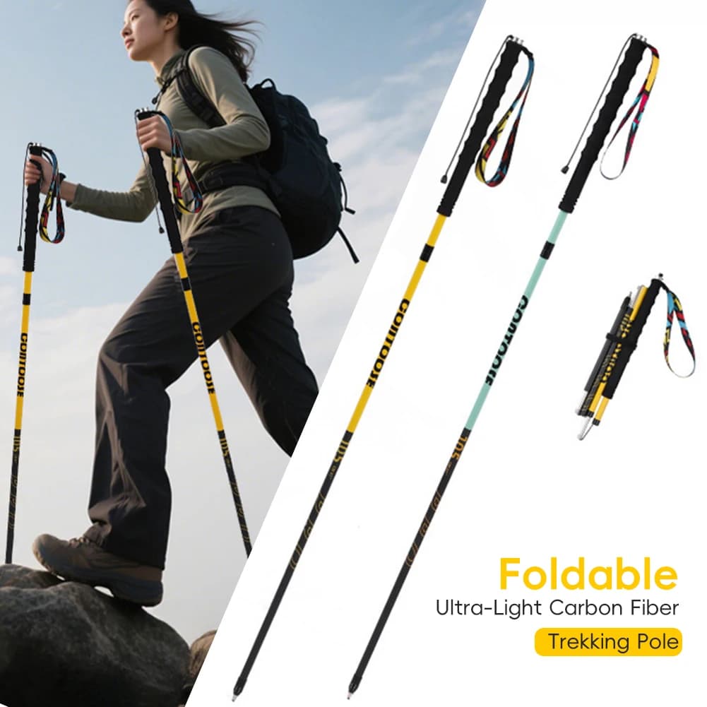 New Ultra Light Carbon Fiber Trekking Stick 2026, Foldable Design, Professional for Hiking and Trail Running, Length 105-125CM
