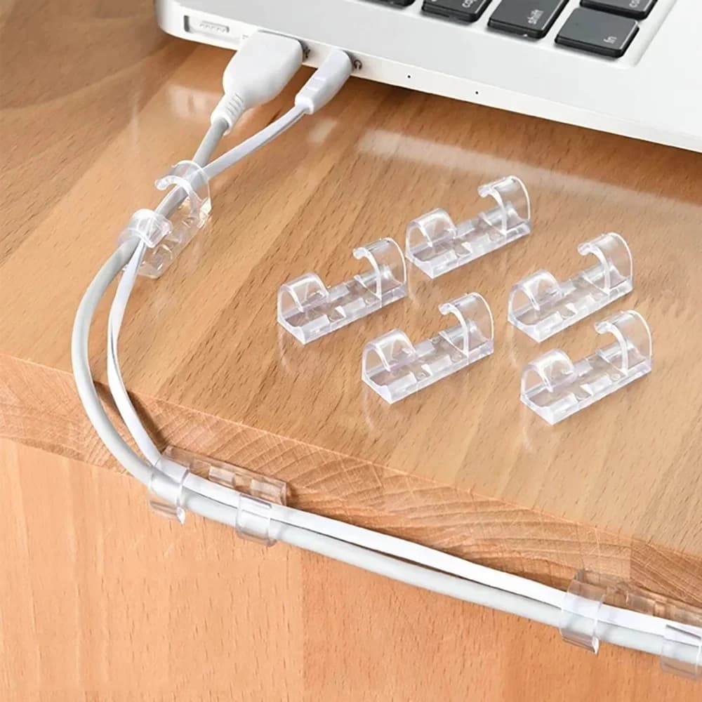 5/20Pcs Self‑Adhesive Cable Management Clips Desktop Wire Organizer Holder Cable Protector Winder for Mouse Headset USB Cables