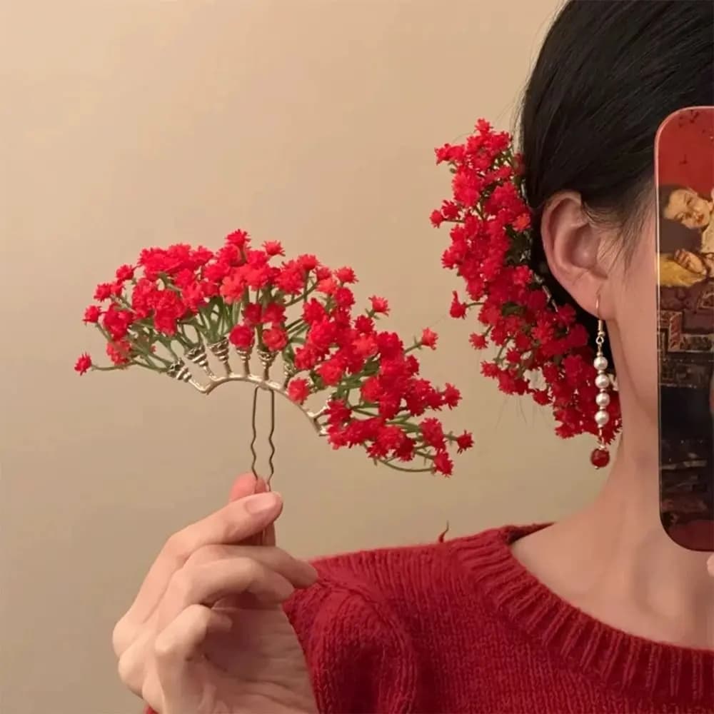 Sweet Starry Sky Flower Hiar Stick Fairy Bohemian Chinese Style Side Clip Hair Fork Simulation Flower Thai Hairpin Daily