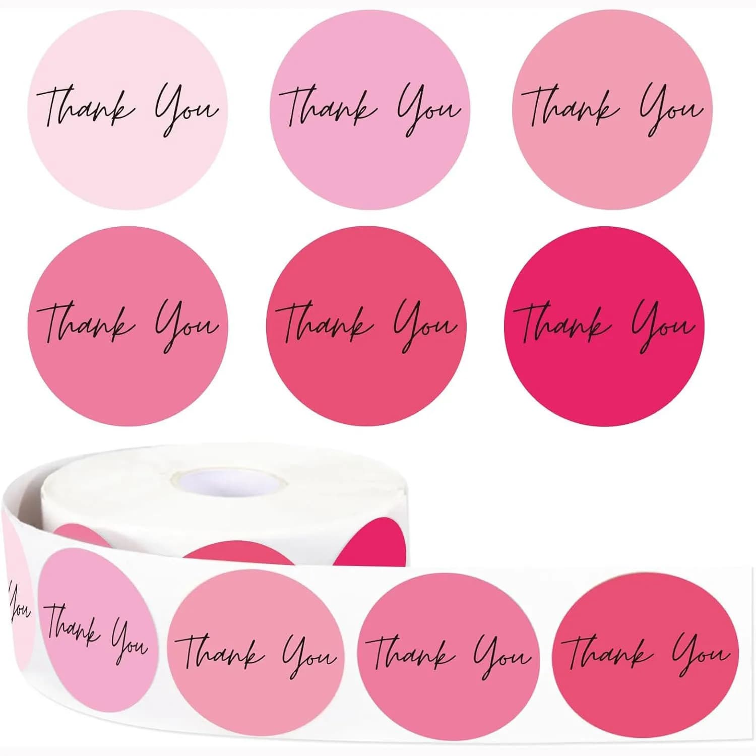 500 Pezzi Adesivi Decorativi Rosa 'Grazie' in Stile Boho per San Valentino, Piccole Imprese, Buste e Confezioni Regalo, 1 Pollice
