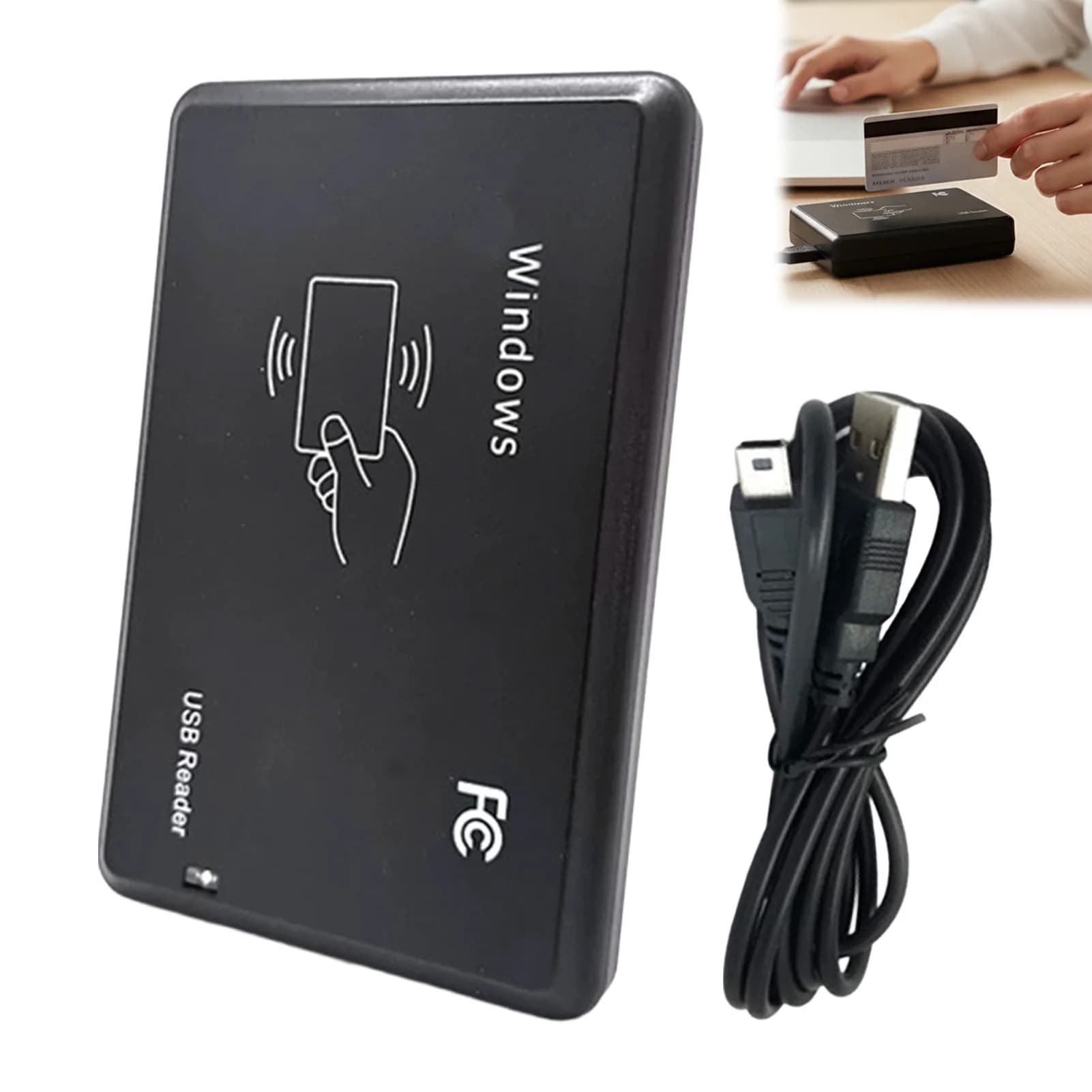 Lettore di Carte d'Identità USB Plug and Play Compatibile con la Maggior Parte dei Sistemi Senza Necessità di Driver Lettore RFID per Carte NFC Intelligenti