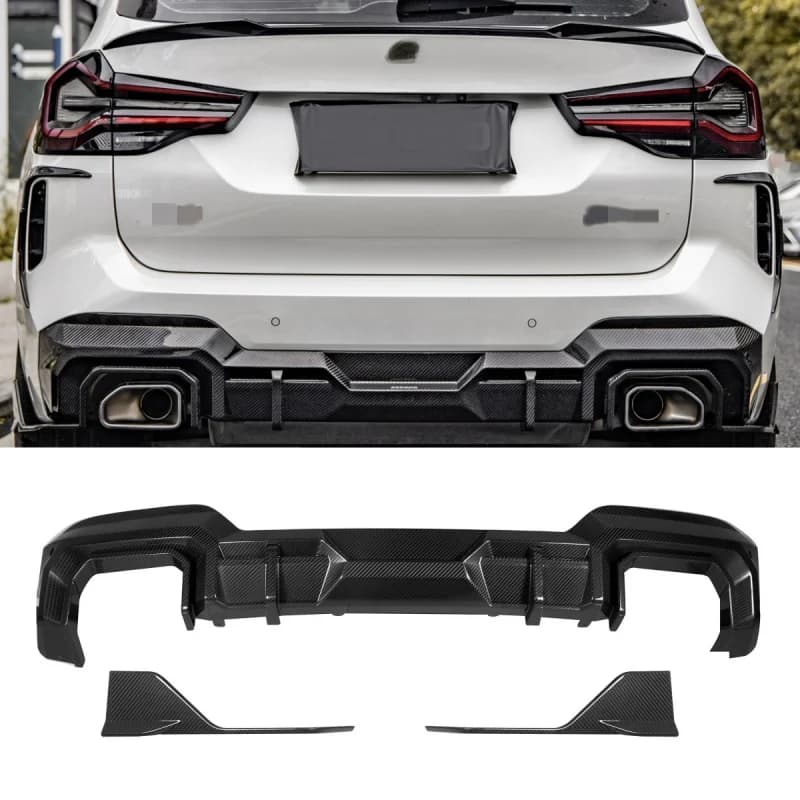 Carbon fiber rear diffuser 100% Style SQ with Splitter Rear 3 Pieces for BMW G01 LCI/G08 LCI 2022+