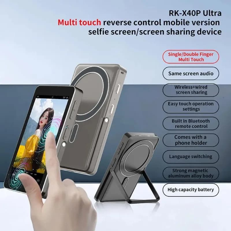 Mini proiettore per schermo per telefono cellulare Supporto per telefono in lega magnetica Touch screen Strumento ausiliario per fotografia con telecomando Bluetooth