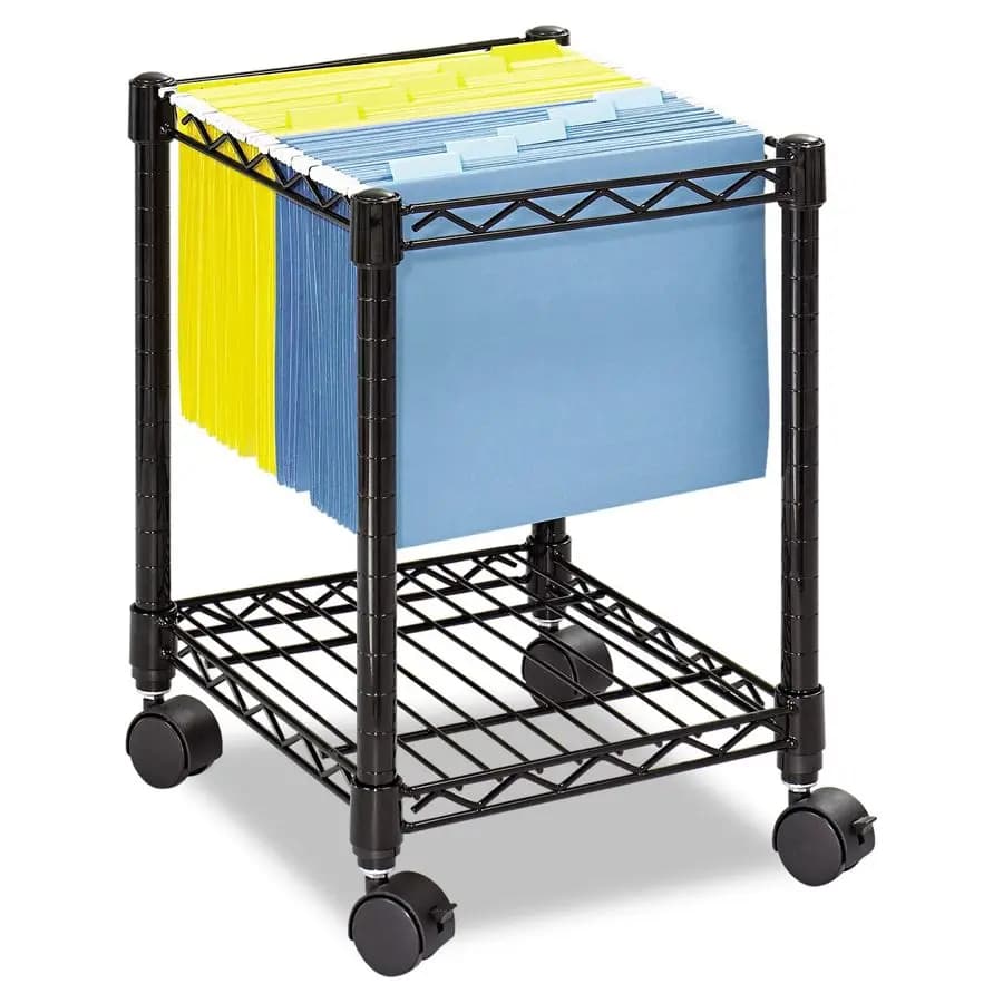 Carrello Compatto con Ruote, Adatto per Cartelle Appendibili Formato Letter e Legal, Archiviazione Mobile, Acciaio, Nero
