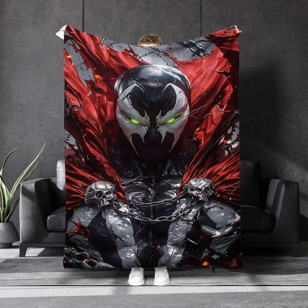 Coperta stampata in flanella con motivo Anime Flame Hero adatta a tutte le stagioni, adatta per soggiorno, ufficio, divano e viaggi