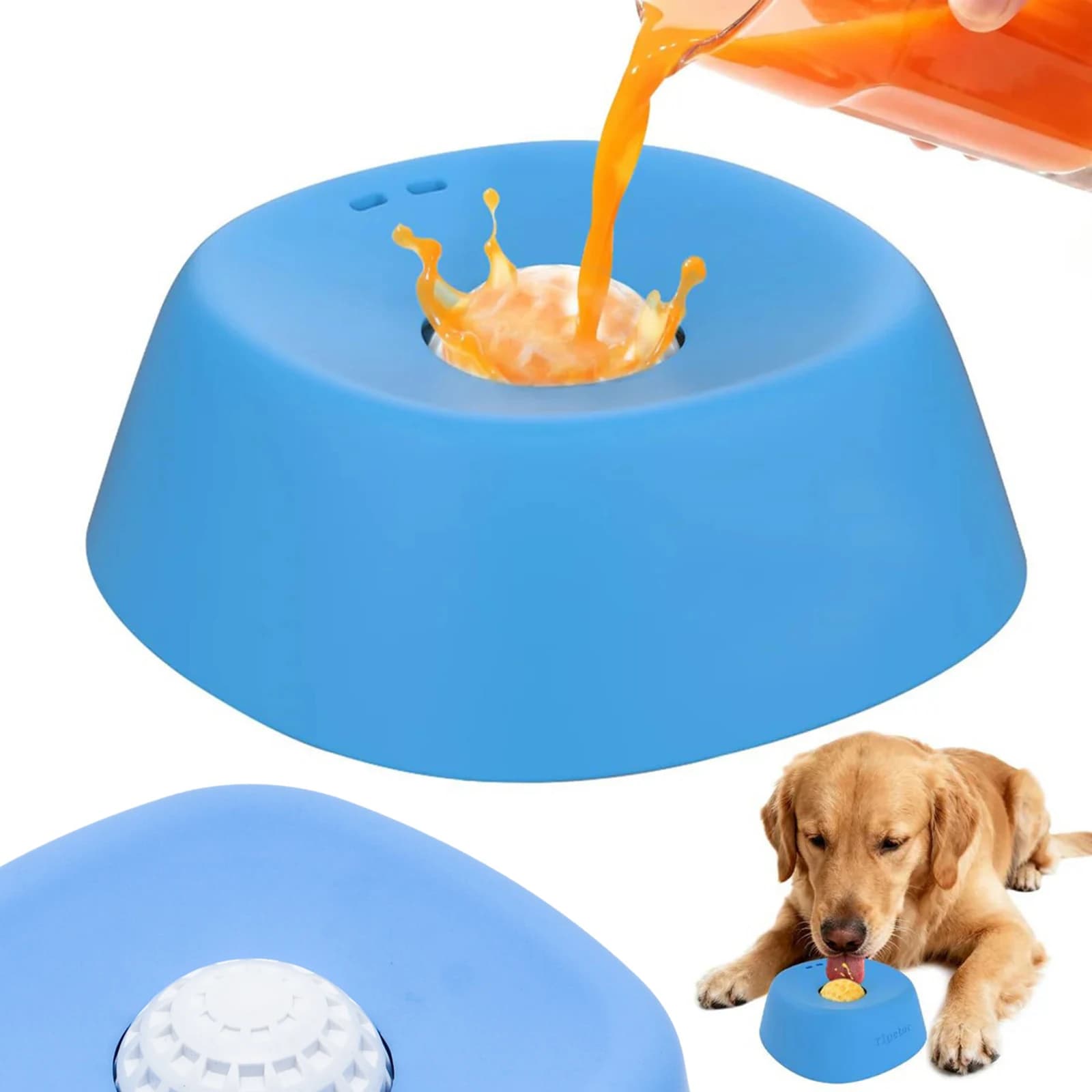 Ciotola Liquida per Cani con Design Anti-Ingozzamento, Ciotola Antiscivolo in Silicone Rimovibile, Facile da Pulire per Cibo Umido e Brodo di Ossa