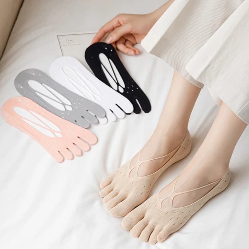 New Toe-separated Socks Nylon Hollow Breathable Five Toe Socks Women Sexy Summer Thin Silicone Anti-slip Invisible No-show Socks