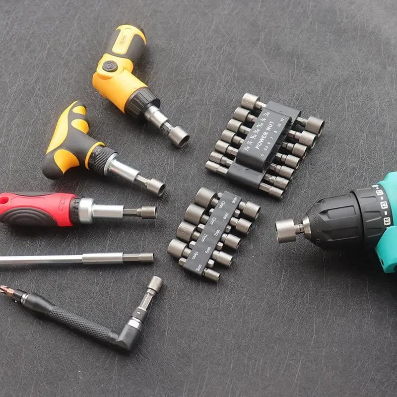 9/14PCS Socket Hex Handle & Extension Set for Impact Drivers –Includes Bits,Adapters&Hex Shank,Portable Tool Kit for Power Tools