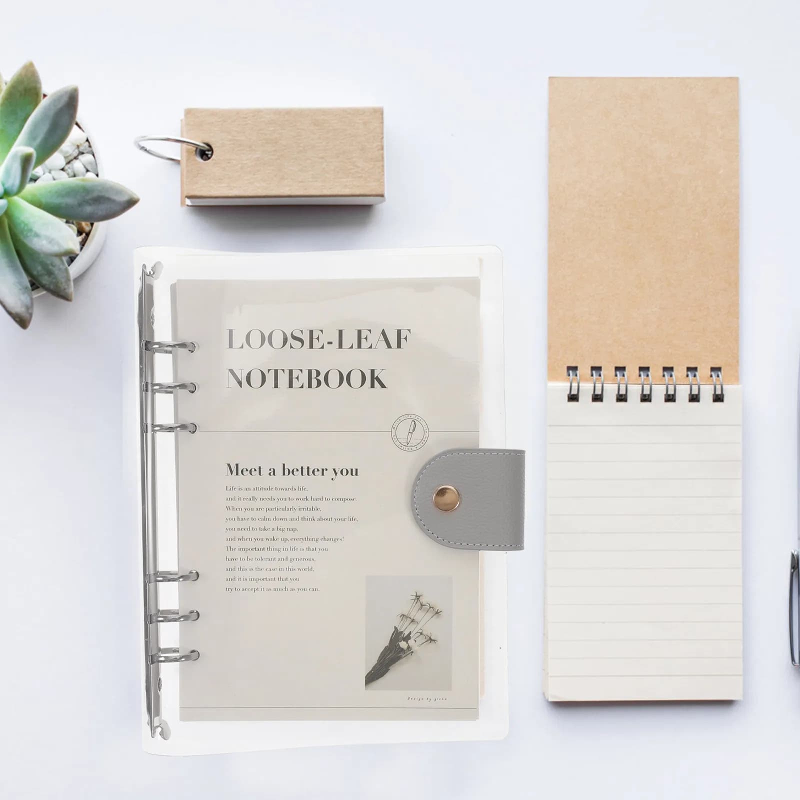 Quaderno trasparente a fogli mobili, raccoglitore staccabile A5, blocco note portatile, organizer per appuntamenti, agenda per ufficio, scuola e uso quotidiano