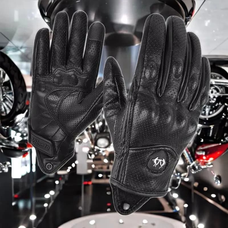 Retro Motorcycle Gloves PU Leather Touchscreen Protector for Women's Equipment Men's Bike Glove for Bikecross