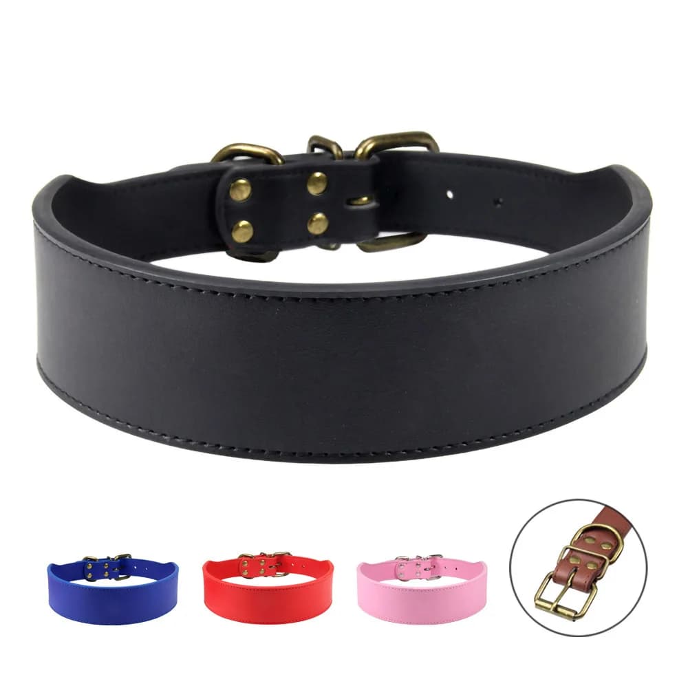 1Pcs Fish-Shaped Wide & Thick Leather Dog Collar for Large Breeds, Heavy-Duty & Escape-Proof Pet Walking Harness