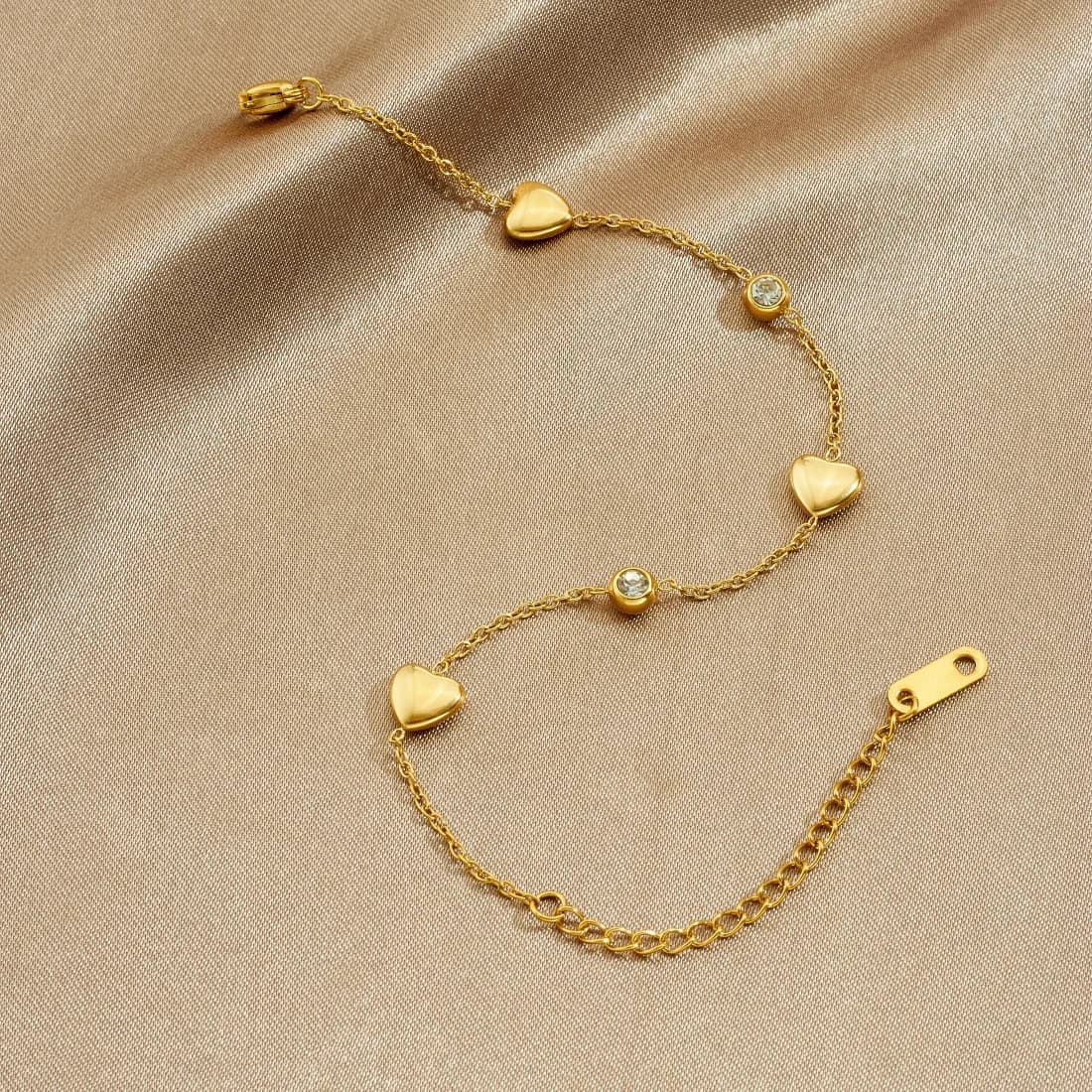 Bracciale in Acciaio Inossidabile 316L con Zirconi Incastonati, Serie a Forma di Cuore Cavo, Gioiello Minimalista Romantico Impermeabile per Donne