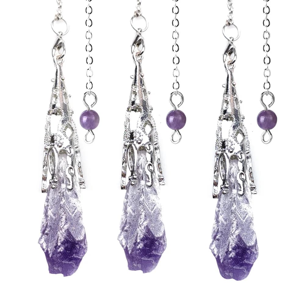 Collana con pendolo in cristallo naturale per il commercio estero transfrontaliero, pendente in pietra grezza con grappolo di ametista irregolare
