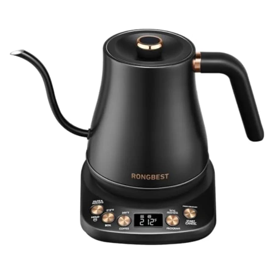 Electric Gooseneck Kettle 1L 6 Temperature Presets 1200W Quick Heating Water Pour Over Coffee and Tea Pot with Auto Shut-off an