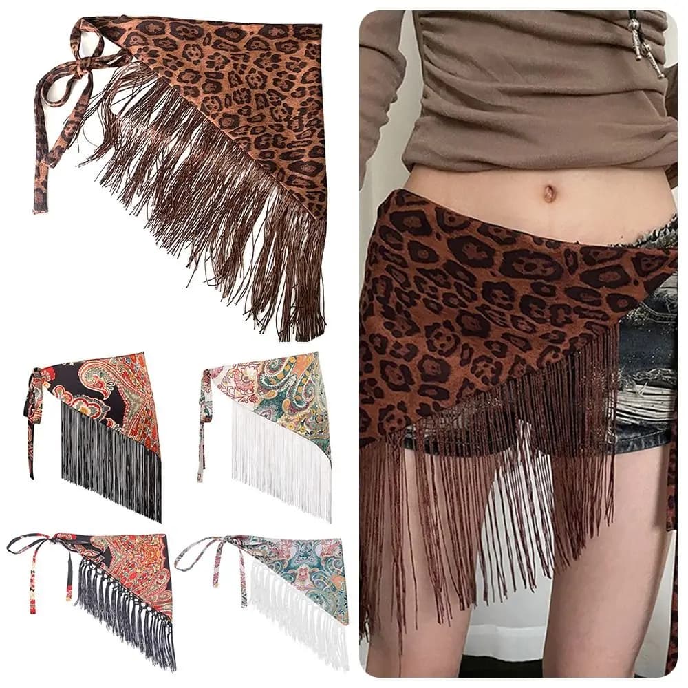 Cintura triangolare etnica con nappa ricamata con stampa floreale Cintura triangolare stile Millennial Spice Girl Cintura in vita squisita