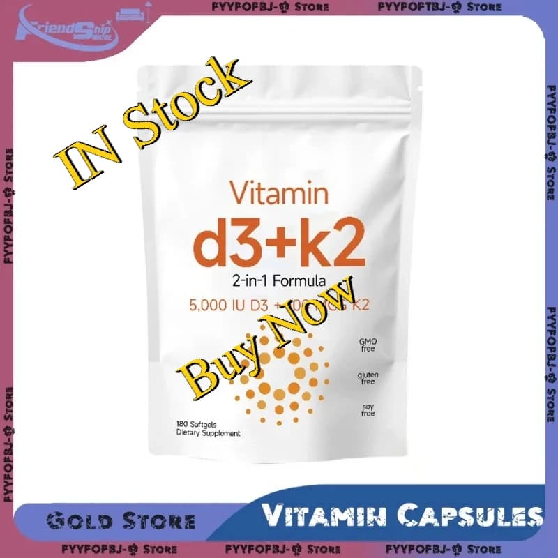 180/360/540 pieces 2 in 1 capsules of vitamin D3 K2 liquid supplements filled with sunflower oil easy to swallow non GMOs without gluten