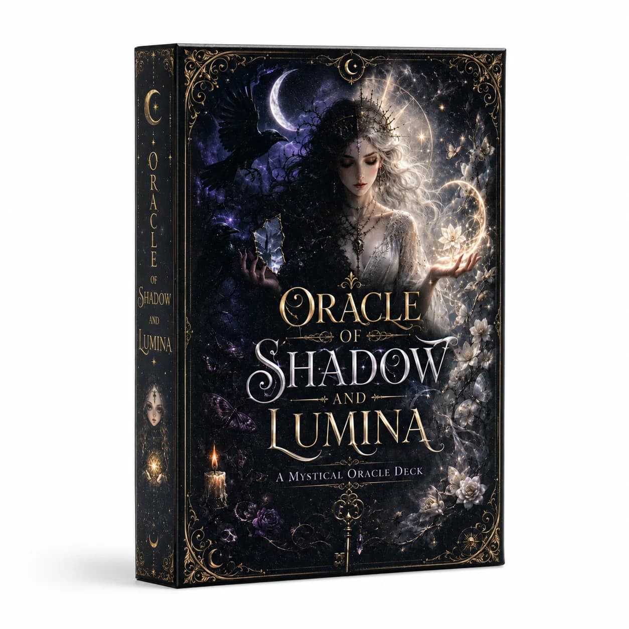 Oracle of Shadow and Lumina Mystical Oracle Deck 45 Cards Dark Fantasy Divination Cards for Shadow Work Intuition Spiritual Guid