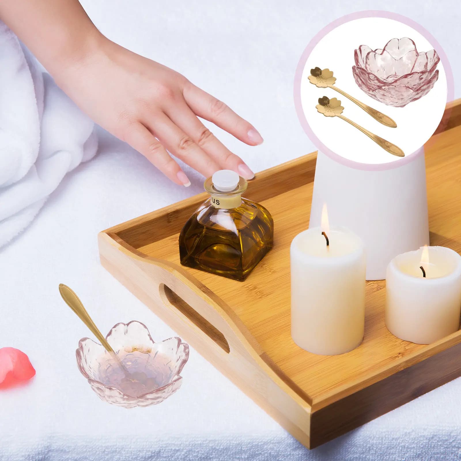 2 Set di Ciotole per Oli Essenziali a Forma di Fiore, Delicate e Compatte, per Salone e Spa, Ciotole per Miscelare Maschere, Ciotole per Olio da Massaggio, per Estetiste