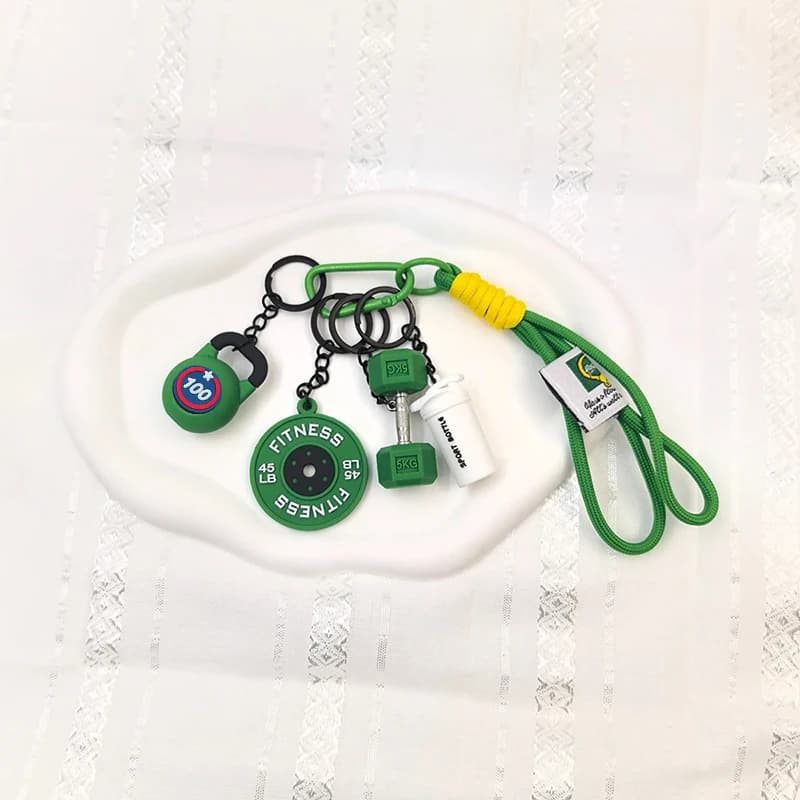 Fitness Keyring Braided with Disk Weight, Anti-theft for Gym Lovers, Fai-da-Te Pendant in Nylon Corda, Gym Gift