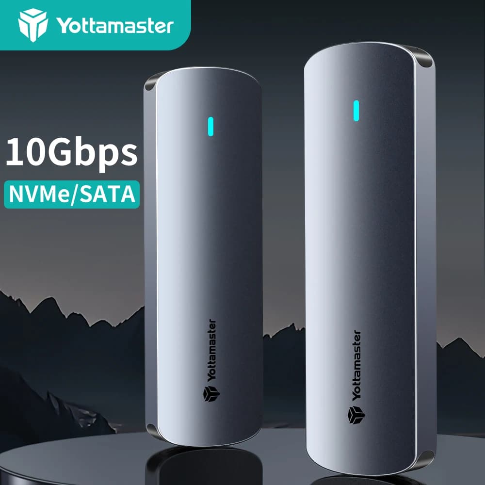 Yottamaster M2 SSD Enclosure Dual Protocol Hard Disk Case 10Gbps NVME PCIE e 5Gbps SATA AHCI Case Esterno per Unità a Stato Solido