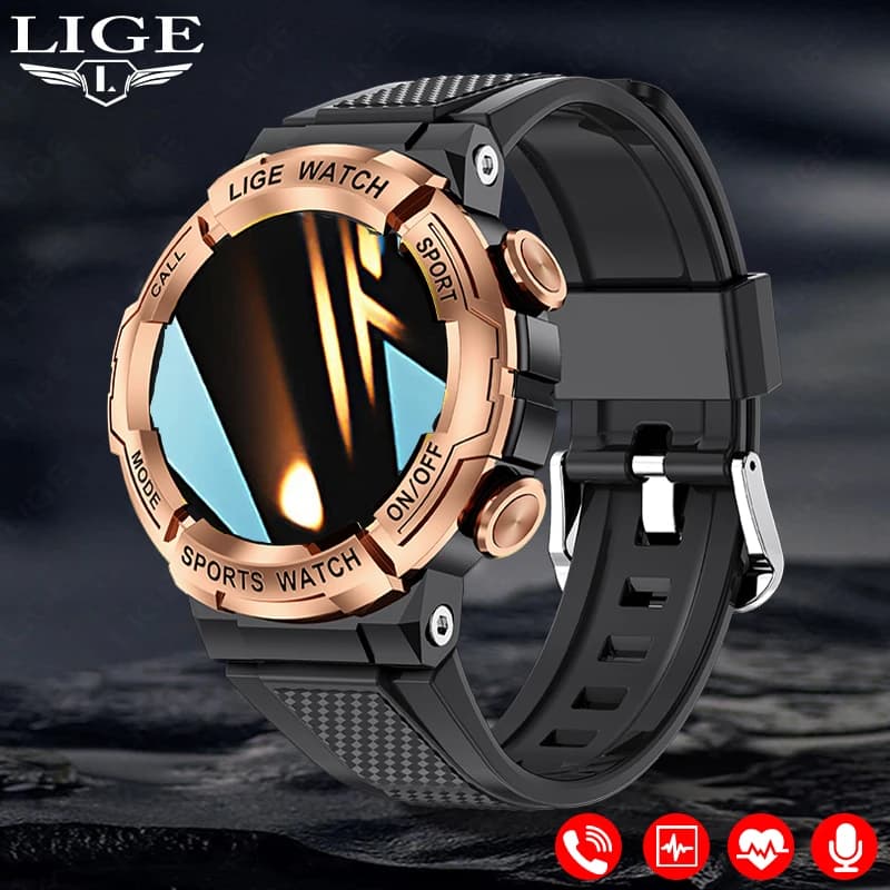 LIGE Nuovo Smartwatch da Uomo per Sport all'Aperto con AI, Chiamate Bluetooth, Monitoraggio Frequenza Cardiaca, Compatibile Android e iOS, ECG, Idea Regalo