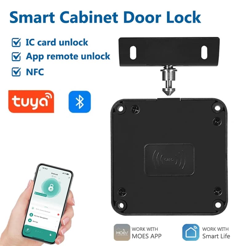 Tuya Bluetooth Smart Lock per armadio in legno Ingresso senza chiave IC Card Controllo app Monitoraggio remoto Sblocca porta del cassetto dei mobili