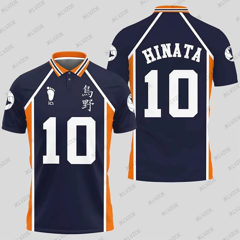 Shirts Polo Haikyuu Hinata 10 for Cosplay, Summer Sleeve T-shirts Court for Men, Japanese Volleyball Uniforms, Sports Mesh for Kids and Adults