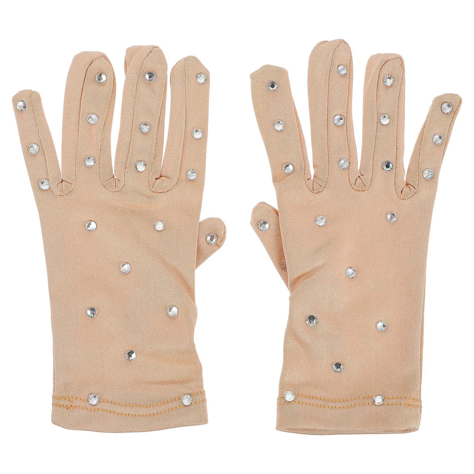 Guanti con strass per pattinaggio di figura Prestazioni durevoli Guanti termici antiscivolo in spandex di ghiaccio Abbigliamento da pattinaggio