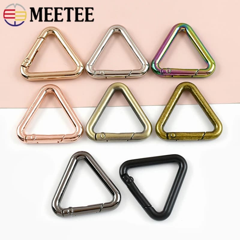 5/10 pezzi triangolo in metallo anello a molla borsa apribile cinghia da cintura fibbia moschettone collegare portachiavi catena per cani chiusura a scatto gancio di attivazione