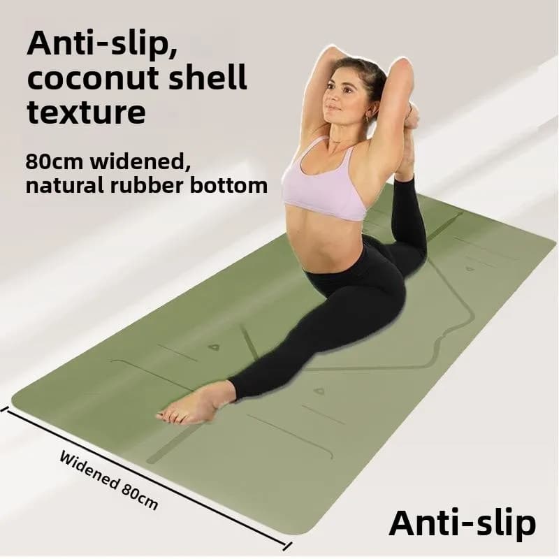Yoga Mat PU Effect Natural Cock Anti-slip, Fitness Mat for Gym, Width 80cm, Thickness 6mm