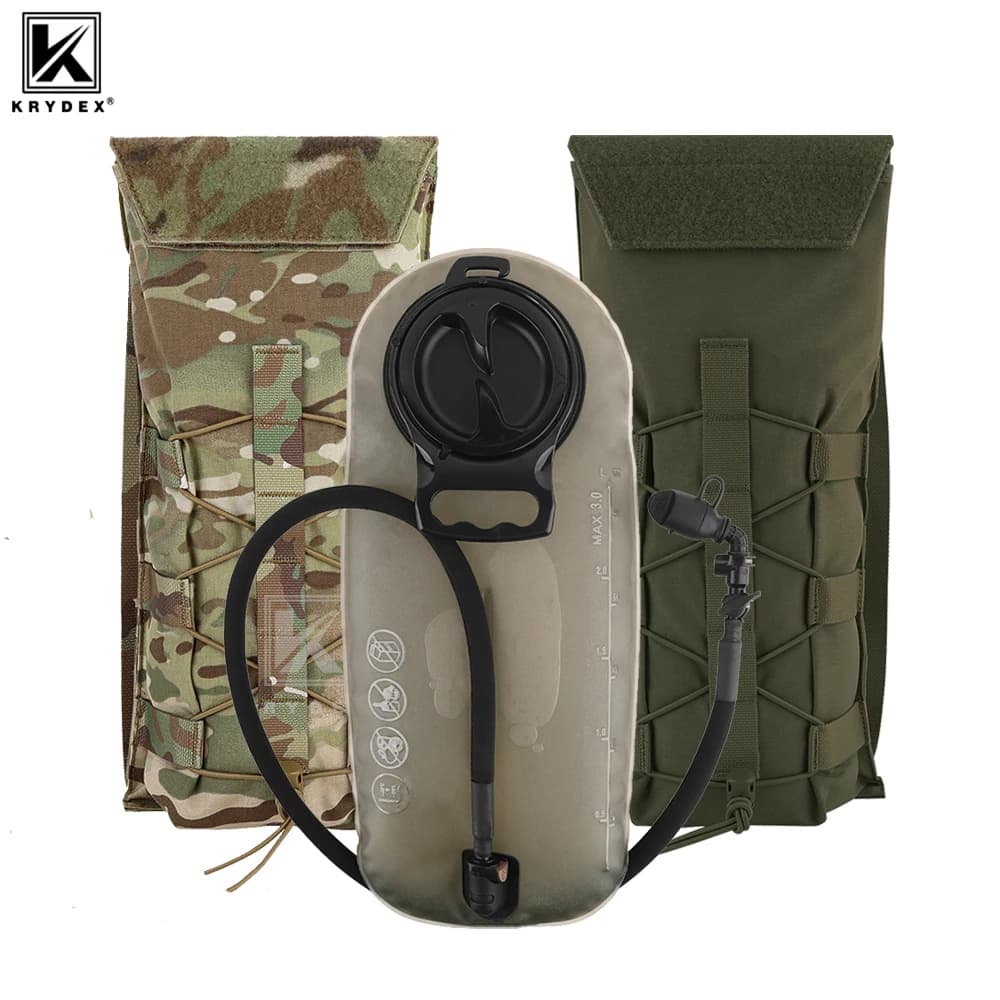 KRYDEX Tactical 3L Hydrating Molle Pack 100oz Water bladder bag Hiking bag Outdoor camping accessories for carrier vests Plater
