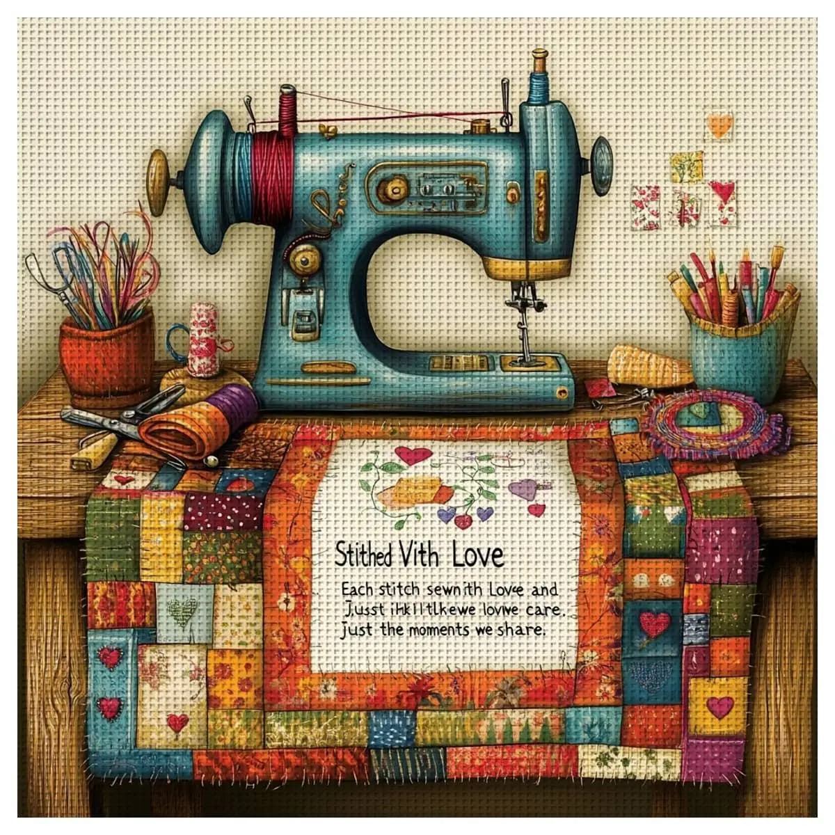 1 pz 40X40 CM/15.74 pollici macchina da cucire stampato kit punto croce kit FAI DA TE 11CT/14CT FAI DA TE set ricamato FAI DA TE punto croce set