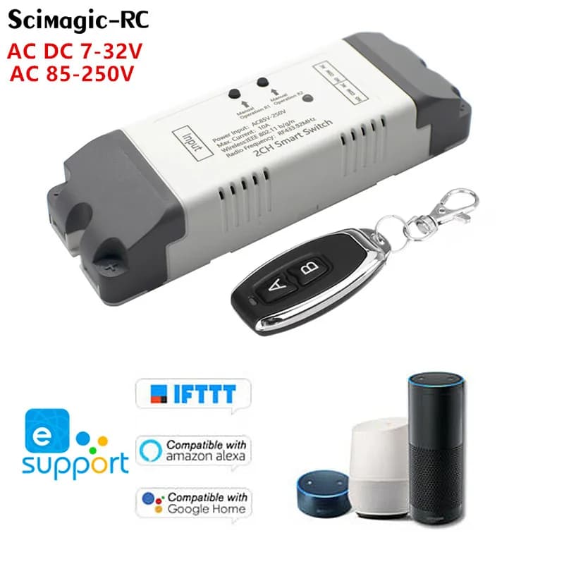EWelink WiFi Interruttore Smart Garage Porta Apri Controller 2CH 12V 24V 110V 220V 230V WIFI RF Ricevitore Inching Autobloccante FAI DA TE
