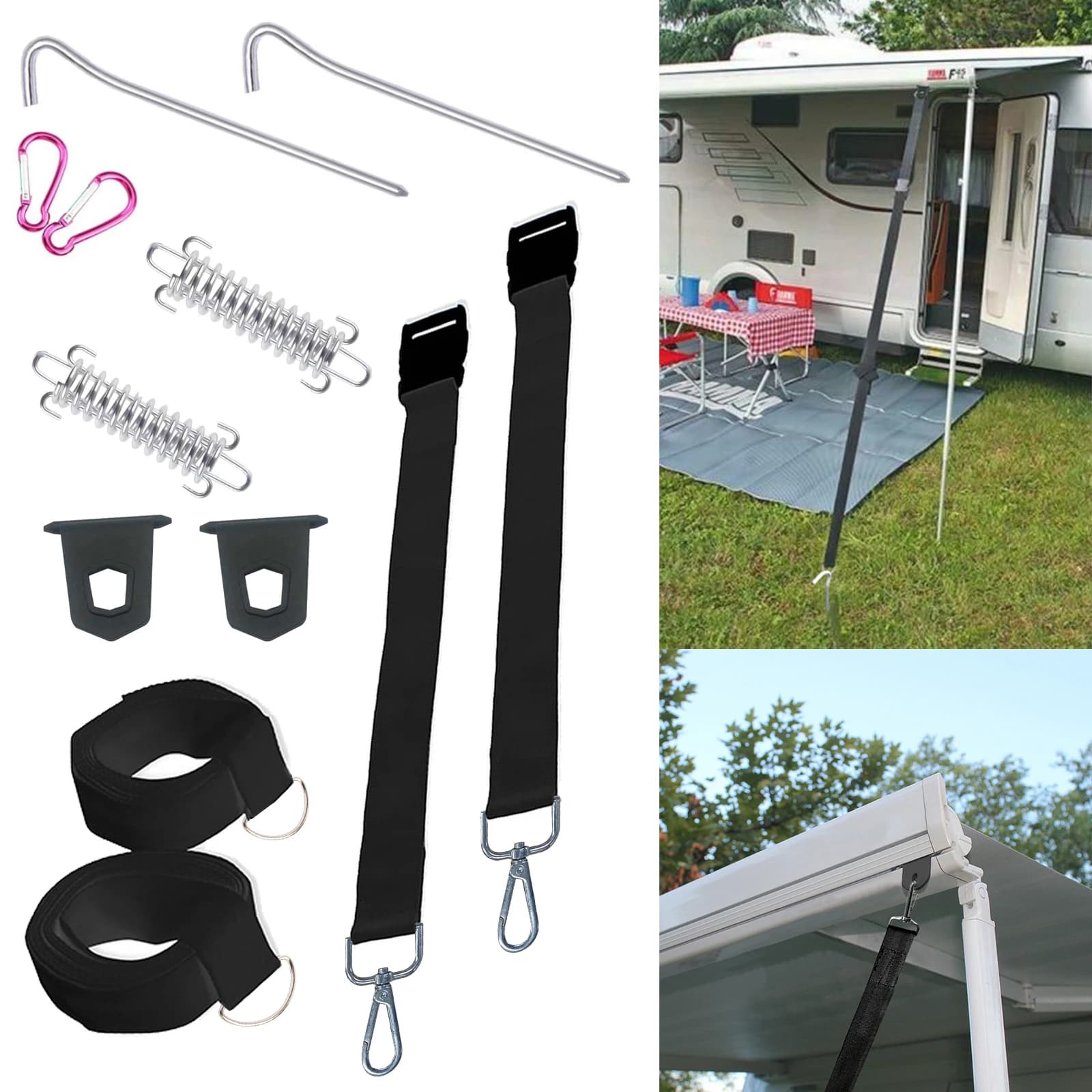 Per Fiamma Tendalino Tie Down Kit Tipo S Nero Per F35 F45 F65 Roulotte Camper Strumento di campeggio all'aperto