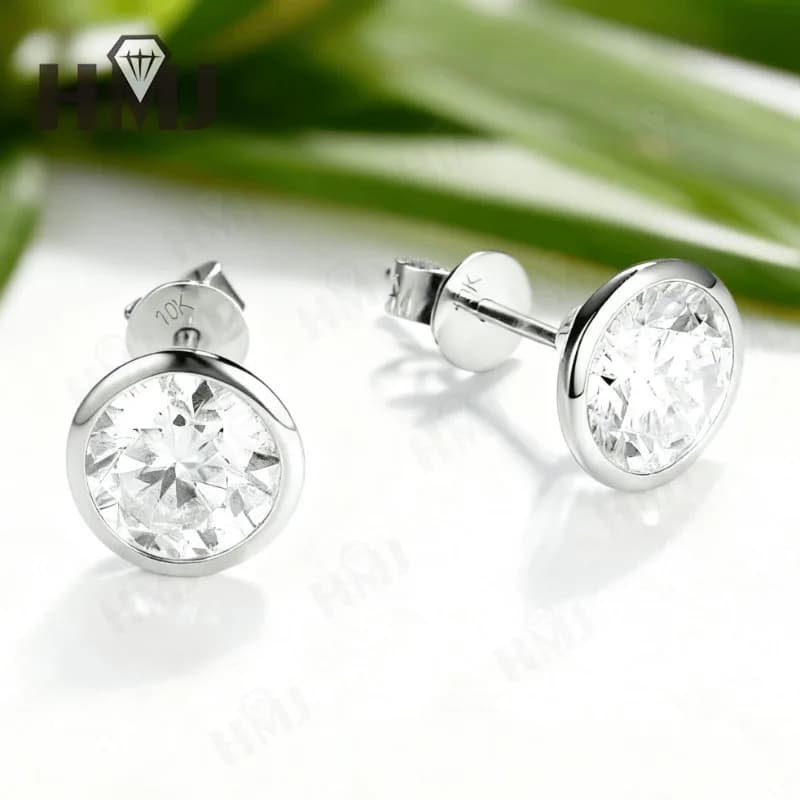 Orecchini con 1/1.6/2.4CT D Colore Rotondo Moissanite 10k 14k 18k 925 Argento Placcato Oro Orecchini a bottone per Donna Fidanzamento Gioielli Quotidiani