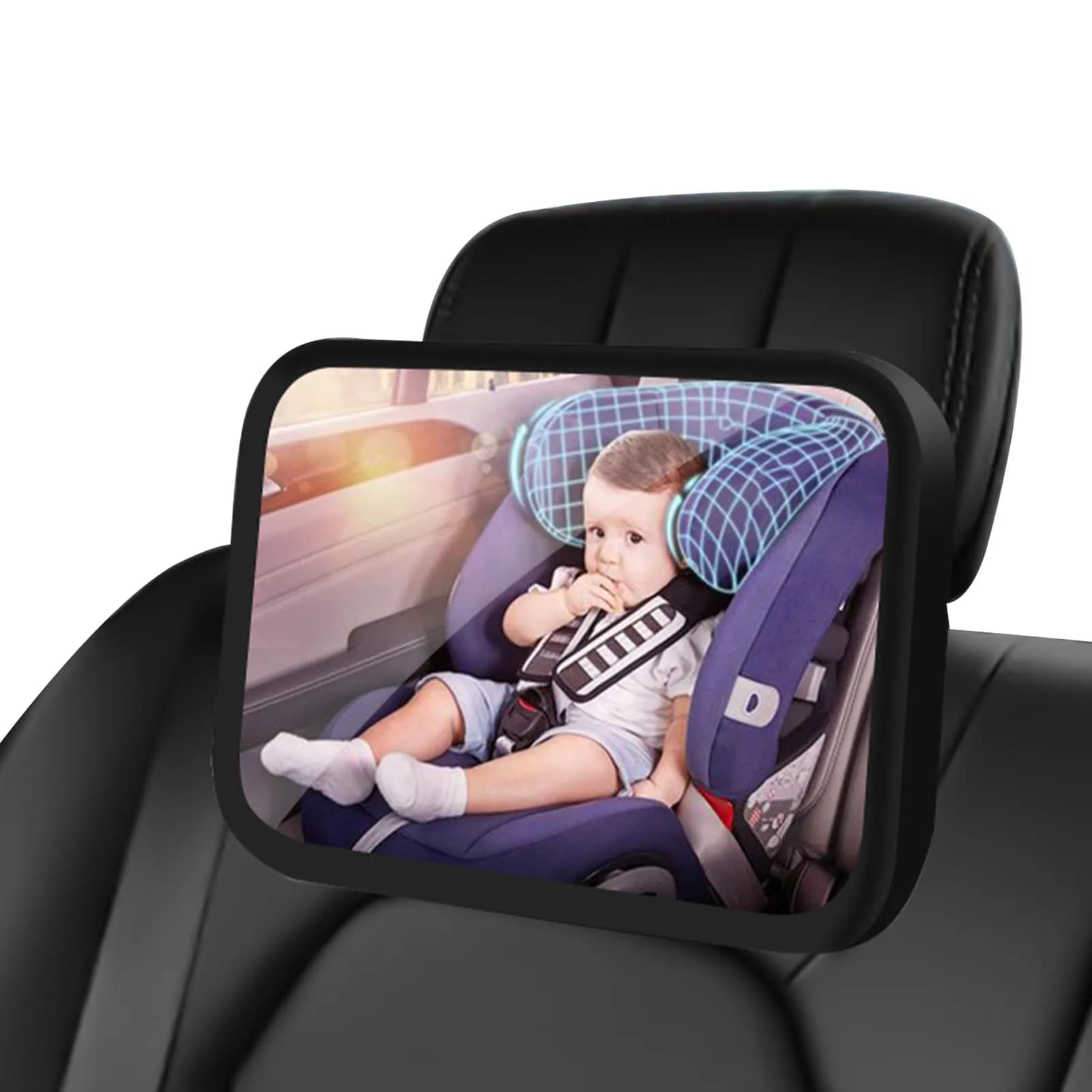 Sedile posteriore per auto 360 rotazione specchietto retrovisore retrovisore Monitor convesso poggiatesta per neonati accessori per retrovisione grandangolare per auto