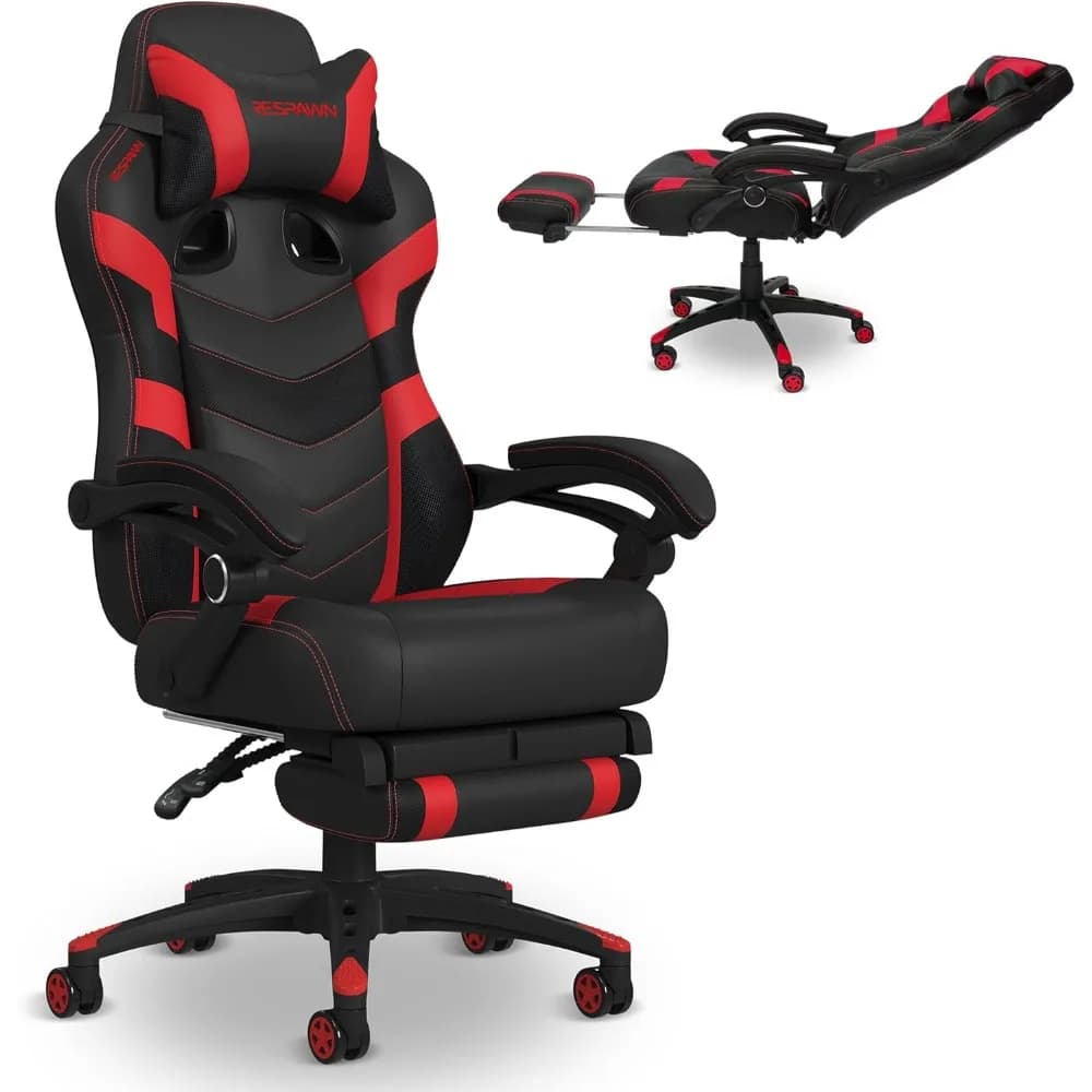 Sedia da Gaming Ergonomica con Poggiapiedi, Supporto Lombare e Poggiatesta Reclinabile per Adulti, Spedizione dagli Stati Uniti