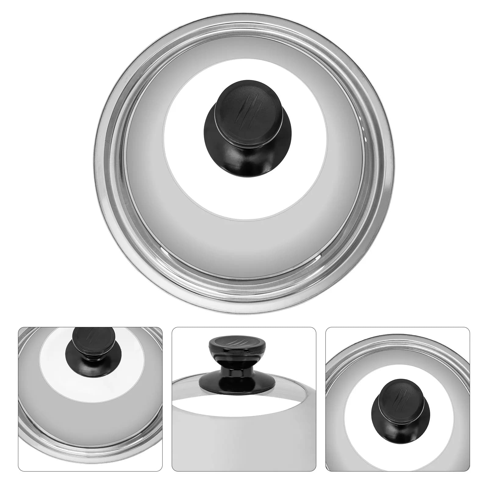 Coperchio per pentola ispessito, coperchio in vetro trasparente, manico in acciaio inossidabile, utensile da cucina, wok, padella, coperchio per pentola visibile, universale