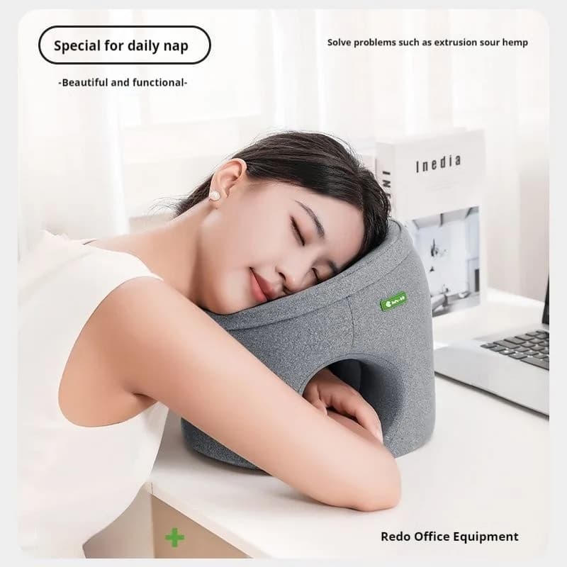 Memory Foam Nap Pillow Orthopedic Support Desk Napping Neck Support Pillow Breathable Ergonomic Design Travel Pillow Office Rest