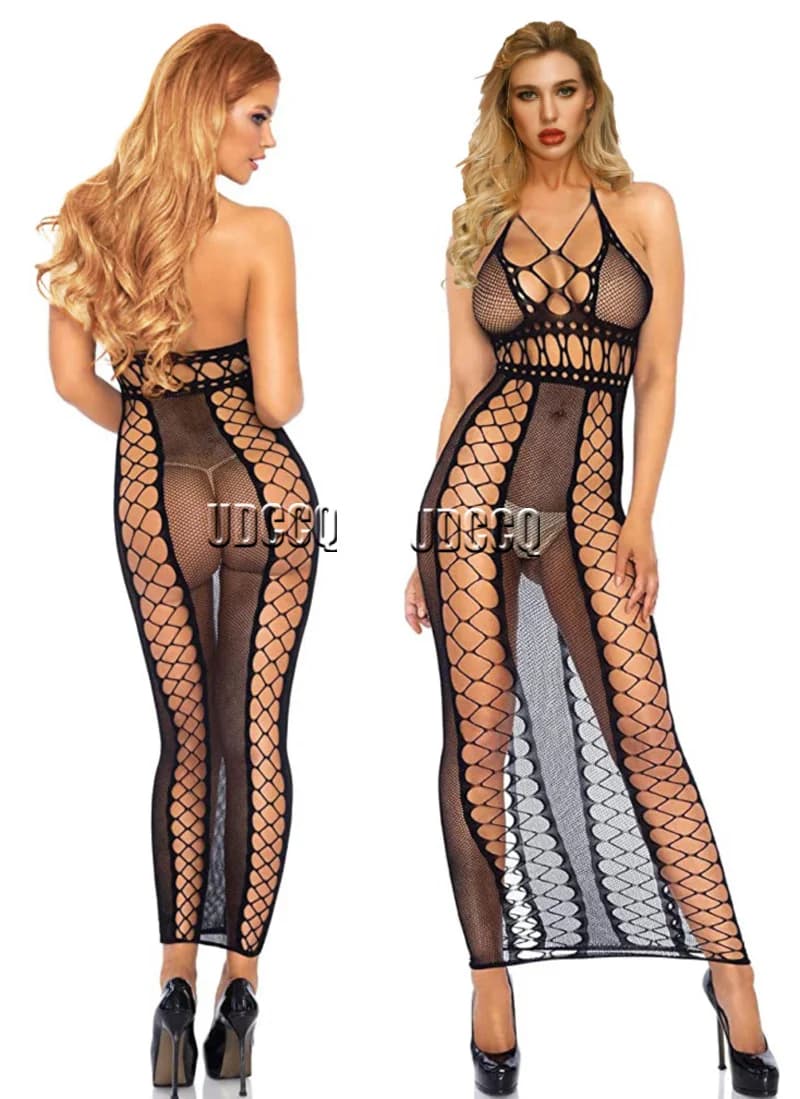 Lingerie sexy Babydoll longuette Intimo costumi da notte Camicie plaid Catsuit prodotto bikini erotico body gonna lunga