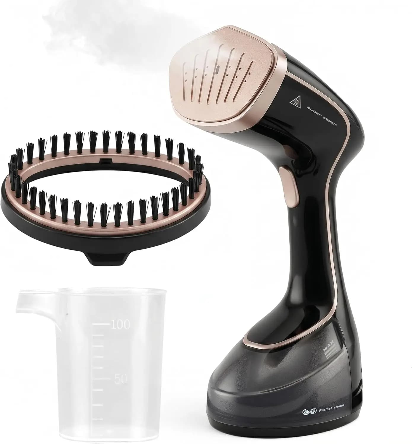 1500W Clothes Steamer, 20s Fast Heat, Large Detachable Tank, 3 Modes, LED Display, Leak-Proof, Travel Handheld Steam Cleaner, Black