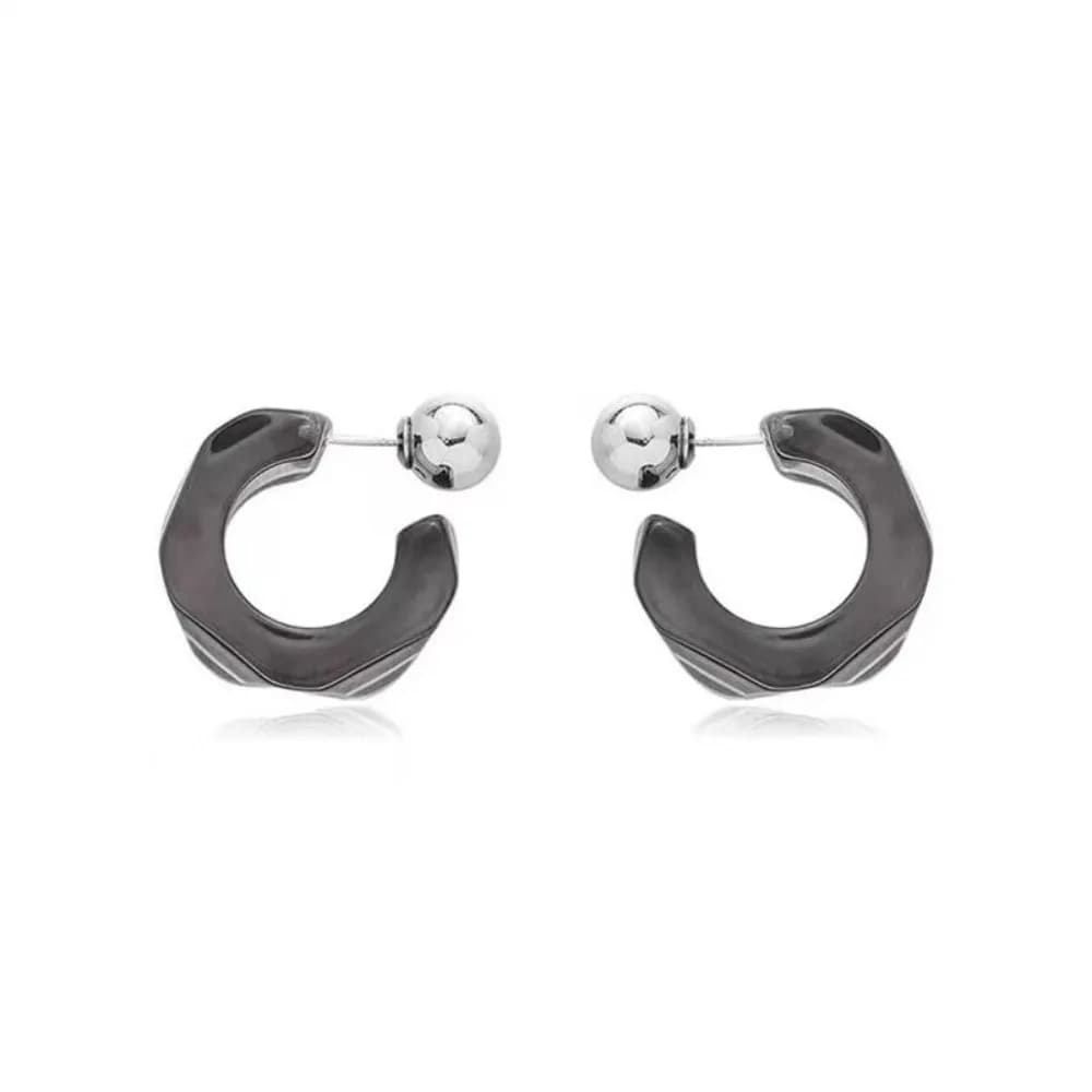 New Metal Acrylic Hoop Earrings Transparent Geometric C Hoop Earrings Lightweight Chunky Metal Ball Stud Earrings Girls Earrings