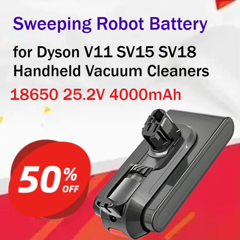 18650 25.2V 4000mAh Sweeping Robot Battery for Dyson V11 SV15 SV18 Handheld Vacuum Cleaners Grade A Full-Capacity Cells