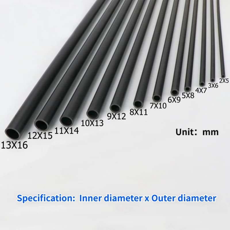 2 Pezzi Tubo in PVC Nero Lunghezza 500mm Diametro Esterno 5~18mm per Acquario, Irrigazione Giardino e Impianti Idrici