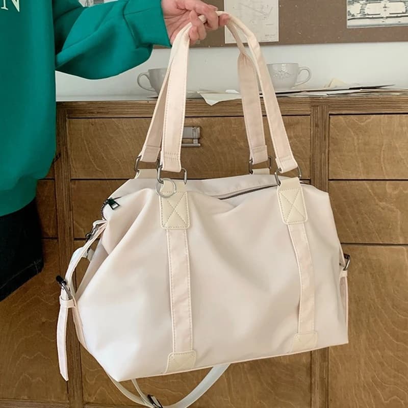 Borse a Spalla Casual Versatili da Donna 2026, Borsa Capiente in Nylon Leggero, Borsa a Tracolla Classica Nera e Bianca