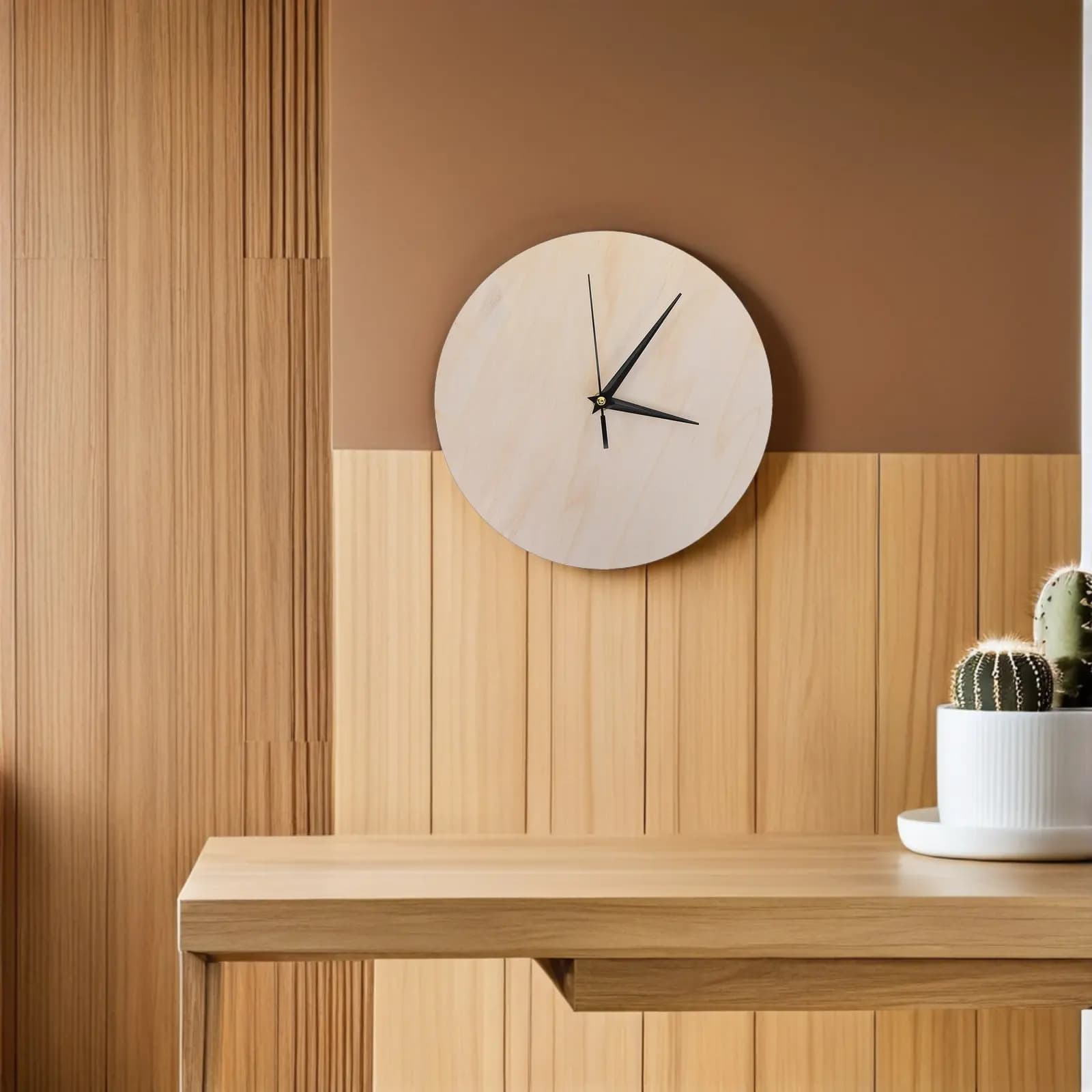 3Pcs DIY Wooden Clock Blank Round Wall Clock Face Silent Inch Crafting Painting Material Blank Wood Clocks
