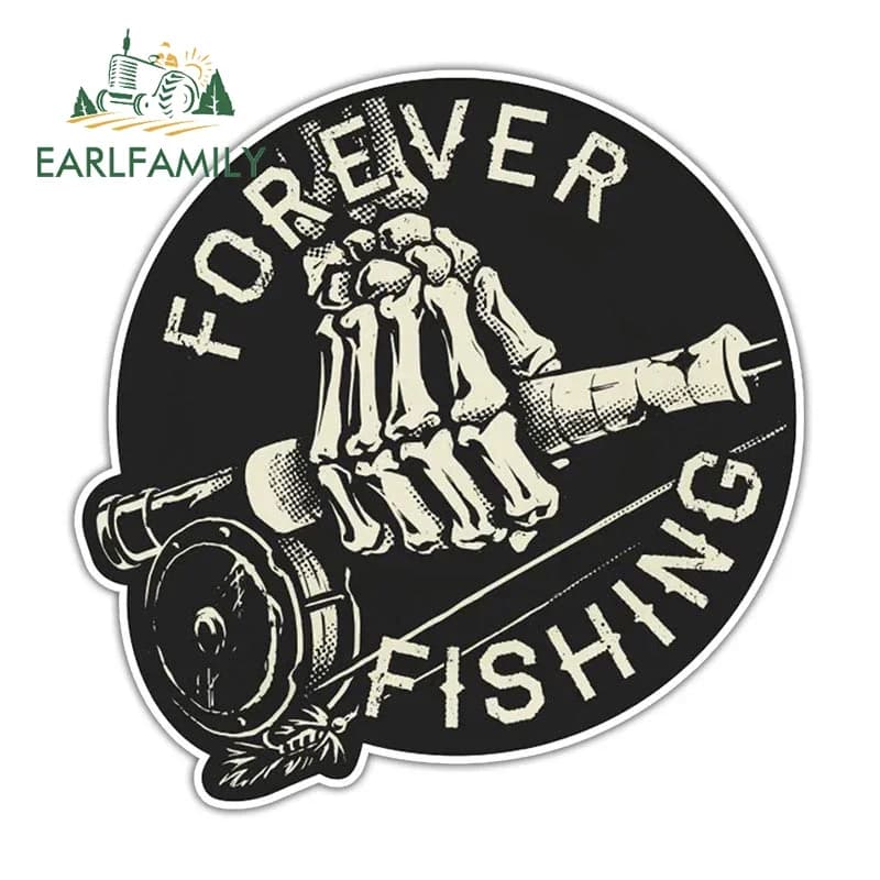 EARLFAMILY Forever Wall decal for fishing reel for equipment box NEVER fishing gear box Decalcomania JDM Fun waterproof car stickers