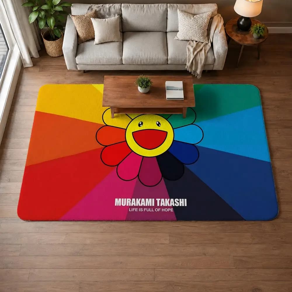 Art TTakashi Murakamied Floor Mat Non-Slip Door Mat,Bath Mat,Kitchen Mat,Super Absorbent Washable Rug for Entryway
